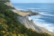 Whitney Knapp Bowditch, “Goldenrod On The Bluffs”, oil on paper, 8.5.x11.25”, $825.00