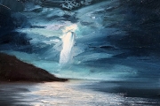 Whitney Knapp Bowditch, Moonlit Cove,  oil on cradled  wood panel, 5 x 7", $295.00