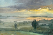 Whitney Knapp Bowditch, "Fog Over The Greenway", oil on paper, 9.5 x 14.25", $1100.00 - SOLD