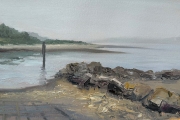 Whitney Knapp Bowditch, “Boat Launch”, oil on paper, 7x 11.5”, $775.00