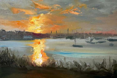 Whitney Knapp Bowditch, “Sunset Over The Oar”, oil on cradled panel, 15 x 7”, $295.00 Whitney Knapp Bowditch, “Sunset Over The Oar”, oil on cradled panel, 15 x 7”, $295.00
