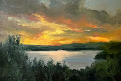 Whitney Knapp Bowditch, “Sundown, Fresh Pond”, oil on cradled panel, 5 x 7”, $295.00 Whitney Knapp Bowditch, “Sundown, Fresh Pond”, oil on cradled panel, 5 x 7”, $295.00
