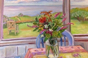 Kate Knapp, "Flowers on the Porch," oil on canvas, 24 x 30”, $1800.00