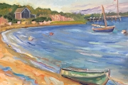Kate Knapp, Great Salt Pond Beach, oil on canvas, 20x20",  $1,600.00