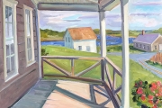 Kate Knapp, Old Narragansett Porch View, oil on canvas, 30x30", $3,000.00