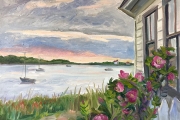 Kate Knapp, “Afterglow, Great Salt Pond”, oil on canvas, 24 x 30”, $2,900.00 - SOLD