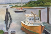 Kate Knapp, “Boats At Dusk”, oil on canvas, 24 x 24”, $1,900.00