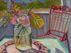 Kate Knapp, "Bouquet on West Side Porch" 20x20" oil on canvas, $1400 Kate Knapp, "Bouquet on West Side Porch" 20x20" oil on canvas, $1400