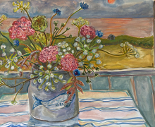 Kate Knapp, "Queen Anne's Lace Bouquet, Fish Pot, Sunset On The Porch", watercolor and gouache, 22 x 30", $1200.00