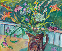 Kate Knapp, "Summer Bouquet in Milk Pitcher On The Porch", watercolor and gouache, 22 x 30", $1200.00