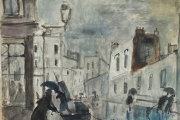 Bernard Lamotte, "Rainy Street Scene" ink and watercolor on paper, 31 x 25.5", $3,600.00