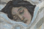 Bernard Lamotte, "Sleeping Woman" oil on canvas, 5.75 x 5.125" $750.00