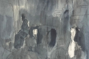 Bernard Lamotte, "Carriage In Evening" ink, graphite, wash on paper, 15 x 17.25 , $1300.00