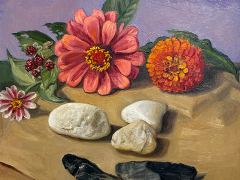 Sarah Bird, "Obsidian and Beach Rocks", oil on panel, 8 x 8" $1,200.00 Sarah Bird, "Obsidian and Beach Rocks", oil on panel, 8 x 8" $1,200.00