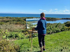 Elizabeth Pannell at her easel Elizabeth Pannell at her easel