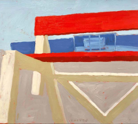 Tim Tait, “Lifeguard Chair, Town Beach, BI, 2026", acrylic on linen, 18 x 24”, $1500.00 Tim Tait, “Lifeguard Chair, Town Beach, BI, 2026", acrylic on linen, 18 x 24”, $1500.00