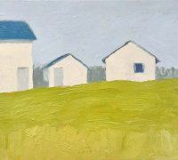 Tim Tait, “Sheds, BI, 2026” acrylic on linen, 16 x 20”, $1200.00 Tim Tait, “Sheds, BI, 2026” acrylic on linen, 16 x 20”, $1200.00
