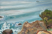 Kate Knapp, “Ocean and Bluffs”, oil on canvas, 24 x 24”, $1,400.00