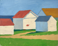Tim Tait, “Outbuildings, BI”, 16 x 20", acrylic on linen, $1400.00 Tim Tait, “Outbuildings, BI”, 16 x 20", acrylic on linen, $1400.00