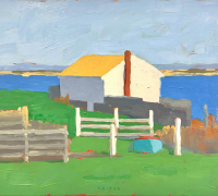 Tim Tait, “Ranch, BI, 2025”, 16 x 20”, acrylic on linen, $1,200